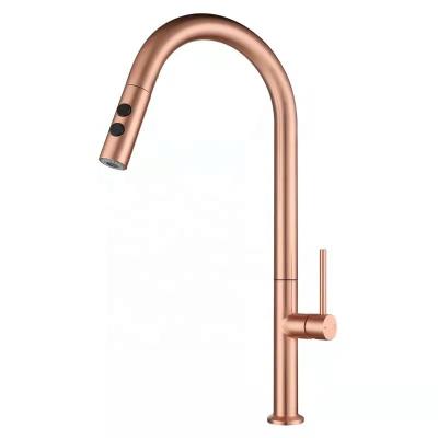 China Pull Out Spray Pull Out Kitchen Faucet Brushed Rose Gold Kitchen Faucet Sink Mixer Tap 360 Degree Rotation Kitchen Faucet Mixer Taps for sale