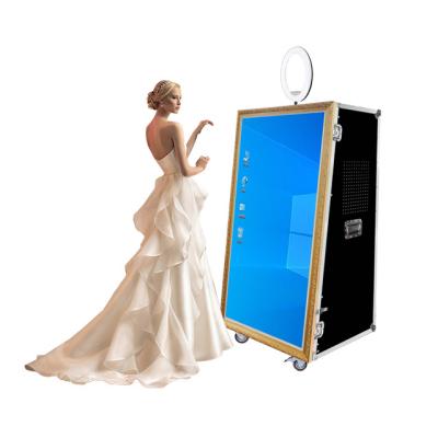 China SDK 2021 fashion hot sale portable wedding increased reality selfie magic mirror photo booth kiosk machine led frame enclosure for sale