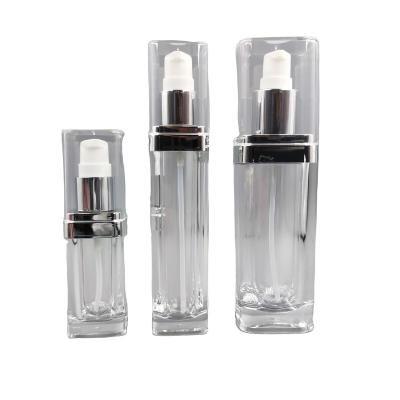 China Square 30ML Acrylic Airless Cream Refillable Lotion Pump Bottle Empty Cosmetic Large For Travel Cosmetic Container for sale