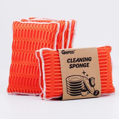 China Durable Mesh Fiber Cloth Double Sided Efficient Cleaning Use Kitchen Scrubber Strong Double Cleaning Power Soft And Absorbent Ball for sale