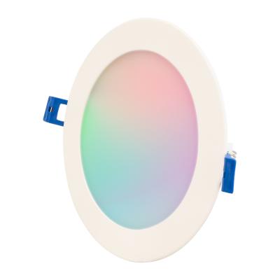 China ETL 6 5000K Canless LED RGB Smart Downlight Residential Slim Recessed Control White 2700K - 5000K Canless Inch Blue-tooth LED WiFi APP Lighting for sale