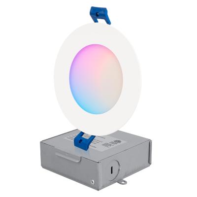 China Residential Inch Slim Recessed LED RGB Smart Downlight RGB White 2700K - 5000K Canless Blue-tooth WiFi APP Control ETL 4 Lighting for sale