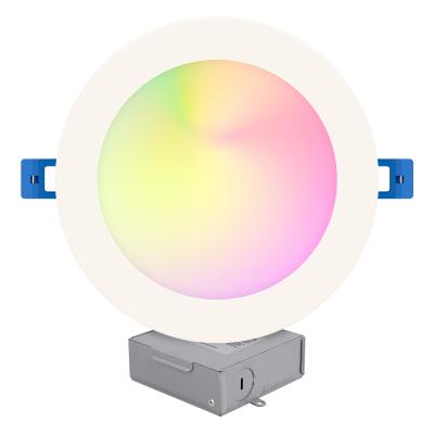 China Residential Slim Recessed Control White Turnable 2700K - 5000K Canless Blue-tooth 6 Inch LED RGB Smart Downlight WiFi APP Lighting for sale