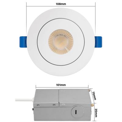 China Modern ETL certification new 8W 120VAC LED snaptrim floating gimbal recessed downlight 3.5inch with juction box IC rated for sale