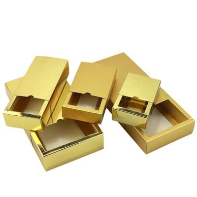 China Biodegradable Manual Folding Box Color Gift Cardboard Gold Card Paper Drawer Type Box Stain Printing LGOO for sale