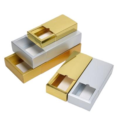 China Wholesale Biodegradable Cardboard Gift Box Customized Gold And Silver Drawer Cardboard Solid Color High End Gift Box Free Shipping for sale