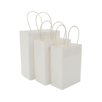 China Recyclable Kraft Paper Bag For Food Biodegradable White Greaseproof Large Paper Bags With Handles for sale