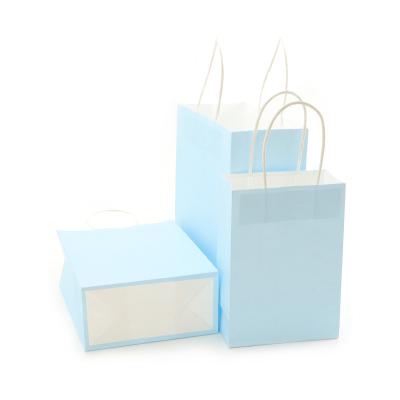 China Food Delivery Recyclable Paper Bags With Suppliers Custom Blue Packaging Logo Waterproof Paper Bag for sale