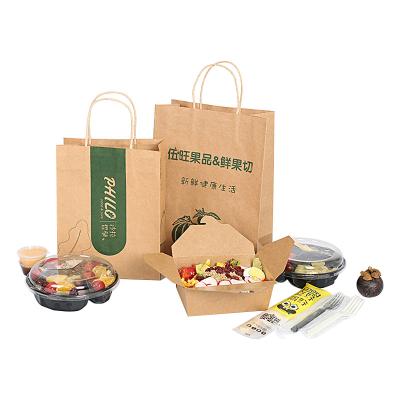 China Custom Logo Handle Brown Deli Packaging White Flat Paper Food Bags Recyclable Custom Paper Bag for sale