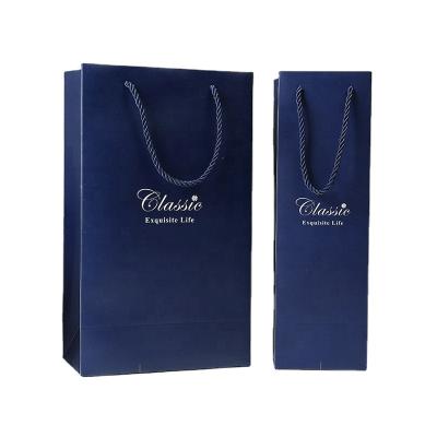 China Recyclable Metal Foil Christmas Red Wine Bottle Gift Bags Wholesale Cocktail Liquor Small Paper Bag for sale