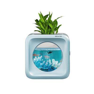 China 2021 Sustainable New Product Arrive Desktop Aquarium Table Fish Tank With 2w RGB Led Fish Tank for sale