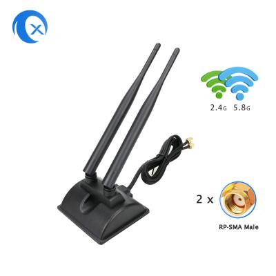 China Antenna WiFi 6dBi com conector masculino RP-SMA 2.4GHz 5GHz Base magnética de banda dupla para roteadores sem fio WiFi PCI-E à venda