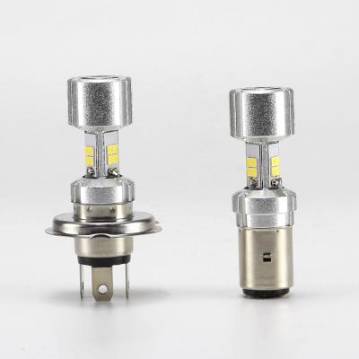 China PC+Aluminum Motorcycles LED Headlights Provincial Tram Lights Three Light Bulbs H4 Side Light High And Low Light for sale