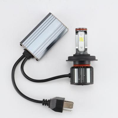 China Bright PC+Aluminum Motorcycle LED Headlight Projector Car Refurbished Headlamp With H4 Fan Far And Near White Light for sale