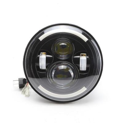 China PC+Aluminum 7 Inch Motorcycle LED Headlight Lens Angel Eye Lamp Lamp Modified Headlamp Shepherds for sale