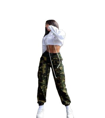 China Anti-Static Cargo Pants Hip Hop Women Ladies Street Wear Camouflage Print Casual Pants And Trousers for sale