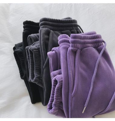 China Anti-wrinkle fashion women's clothing solid color plush harem pants ladies sport pants jogging casual daily clothing for sale