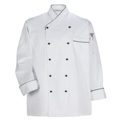 China Non-Toxic Long Sleeve Master Chef Coat With Black Piping en venta