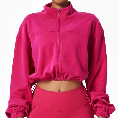 China Women Workout Loose Outdoor Gym Breathable Fitness Custom Casual Long Sleeve Sporty Zip Up Crop Jacket for sale