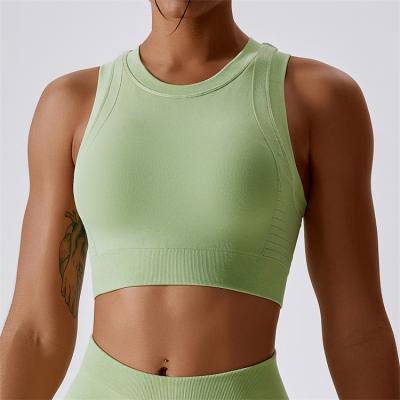 China Racerback Sports Women's High Neck Tank Tops Breathable Soft Breathable Gym Shockproof Sleeveless High Neck Tank Tops for sale