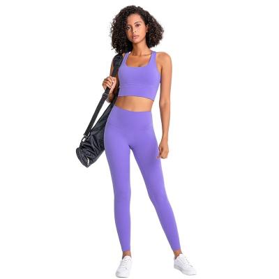 China New Girls Breathable Sports Bra Top Breathable Shockproof Gym Leggings Fitness Workout Yoga Long Set For Women for sale