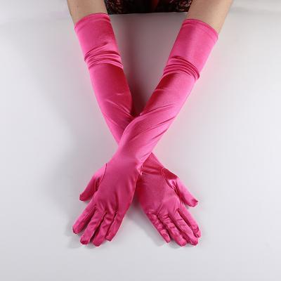 China Full-Long Ladies Long Satin Gloves Opera Costume Bridal Party Prom Wedding Womens Glove for sale