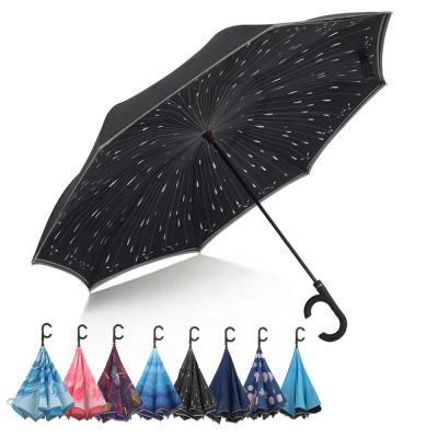 China CLASSIC Double Layer 27inch Large Inverted Reverse Reverse Umbrella Outdoor Waterproof Windproof Umbrella for sale