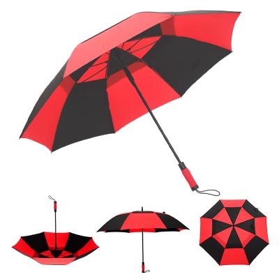 China Lightweight Double Fiberglass Windproof Golf Umbrella Lightweight Canopy Umbrella for sale