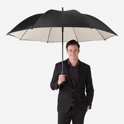 China Hot Selling Minimalist 60 Inch Golf Umbrella With Protective Design Wind Canopy Double Layer Sheath Auto Open Button for sale