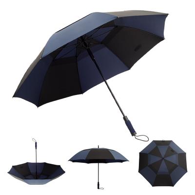 China Large Minimalist Double Canopy Vented Auto Open Extra Wide Oversized Sun Protection Rain Ultra Wind Resistant Stick Golf Umbrella for sale