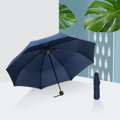 China 21 Inch Logo Printing Custom Manual Open Fold Windproof Advertising 3 Fold Cheap Umbrella for sale