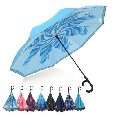 China CLASSIQUE Inverted Windproof Reverse Umbrella For Women Upside Down With C-Shaped Handle for sale