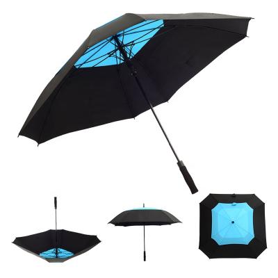 China Big Large 54/62 Inch Minimalist Windproof Double Canopy Vented Oversized Automatic Open Stick Rain Square Golf Umbrellas For Family for sale