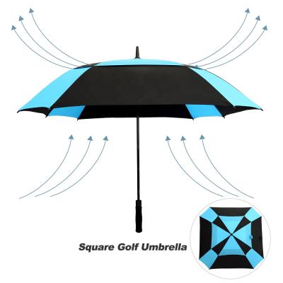 China Minimalist Golf Umbrella Extra Large Double Canopy Vented Square Umbrella Stick Windproof Auto Open Oversized Umbrella For Women Men for sale