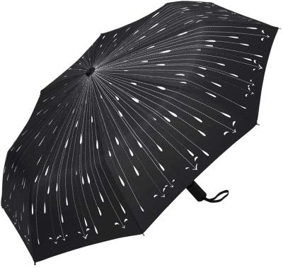 China High Quality Contract Travel Automatic Umbrella Windproof Folding Umbrella With Printed Raindrops Design Automatic Open End for sale