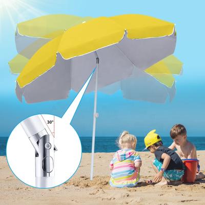 China Large Customized Adjustable Portable Outdoor Beach Umbrella Special For Sand Resistant Wind for sale