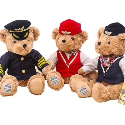 China Cute Pilot Captain Bear Doll Birthday Gift Plush Doll Stuffed Toys 25CM Teddy Bear Plush Toy Baby for sale