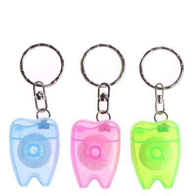 China Sector Dental Floss Key Chain Care Tooth Clean Portable Mint Oral Cleaner Effectively With Tooth Shape Box for sale