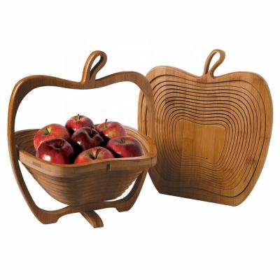 China Viable Ready to Ship Bamboo Folding Wooden Fruit Basket for sale