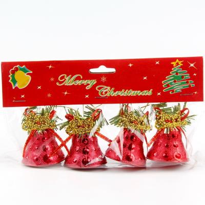 China Nordic Style Christmas Decoration Supplies 4.5cm Bells Plastic Electroplating Bell Strings Christmas Tree Pendants Factory Wholesale for sale