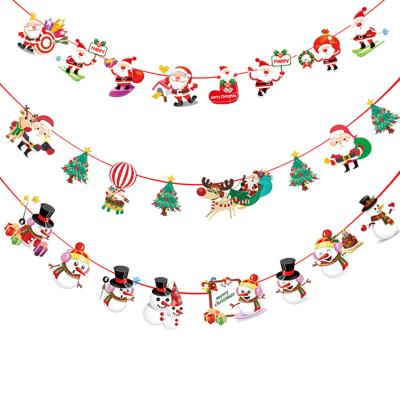 China Nordic style Christmas decoration cartoon paper pull flag Christmas scene atmosphere layout for sale