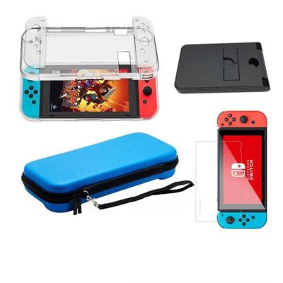 China Durable 4 in 1 Joy Con Console Accessories Kit Compact Playstand Carry Case Tempered Glass Screen Protector Switch Case for sale