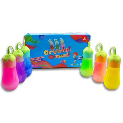 China New Arrived High Quality Custom PVE Cartoon Eggplant Gradient Ramp Crystal Soil Crystal Mud Slime Clay for sale