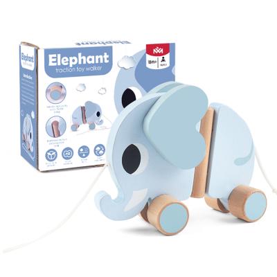 China Spinning Traction Toy Walker Preschool Educational Quality Wooden Elephant Game Toy For Kids for sale