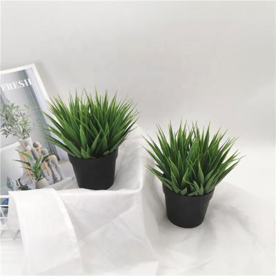 China Eco-friendly New Design Artificial Bonsai For Living Room Hotel Table Decoration Small Artificial Plants Grass Bonsai In Plastic Pot for sale