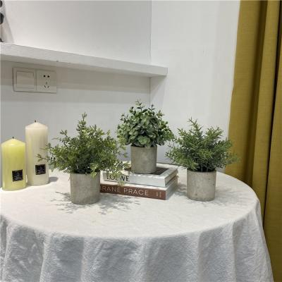 China Eco-Friendly Set of 3 Mini Potted Plastic Faux Green Rosemary Plant for Home Decor Office Shower Room Eucalyptus Artificial Plants for sale