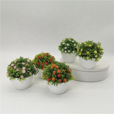 China Minimalist Amazon Mini Plastic Bonsai Flower Plants Potted Indoor Home Decoration Ceramic Pot Table Small Artificial Plants for sale