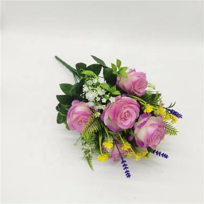 China Contemporary Hot Sale Flora Silk Handmade Flower High Simulation 11 Artificial Heads Flower Bouquet Decoration Group Artificial Flower for sale