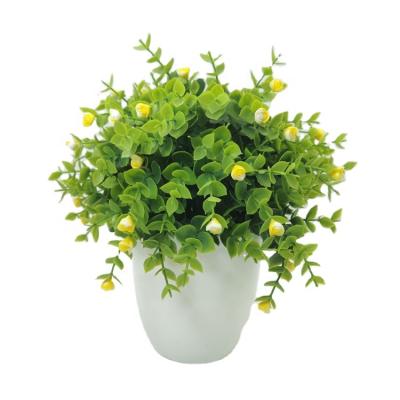 China Nordic Eco-friendly Potted Plastic Garden Style Decorative Artificial Flower Artificial Flowers In Plastic Pot for sale