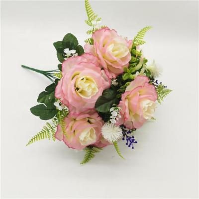 China Decoration for Hot Selling Funeral Grave Artificial Flower 11 Heads Cloth Flower Decoration Flower Funeral Bouquet for sale